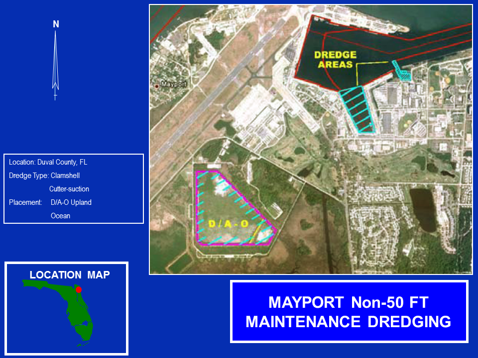 Mayport Navy Operations and Maintenance non-50 foot dredging project map