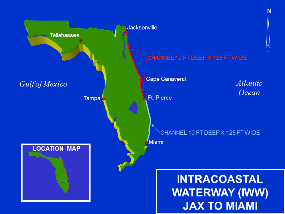 Intracoastal Waterway Jacksonville to Miami Florida Operations and Maintenance map