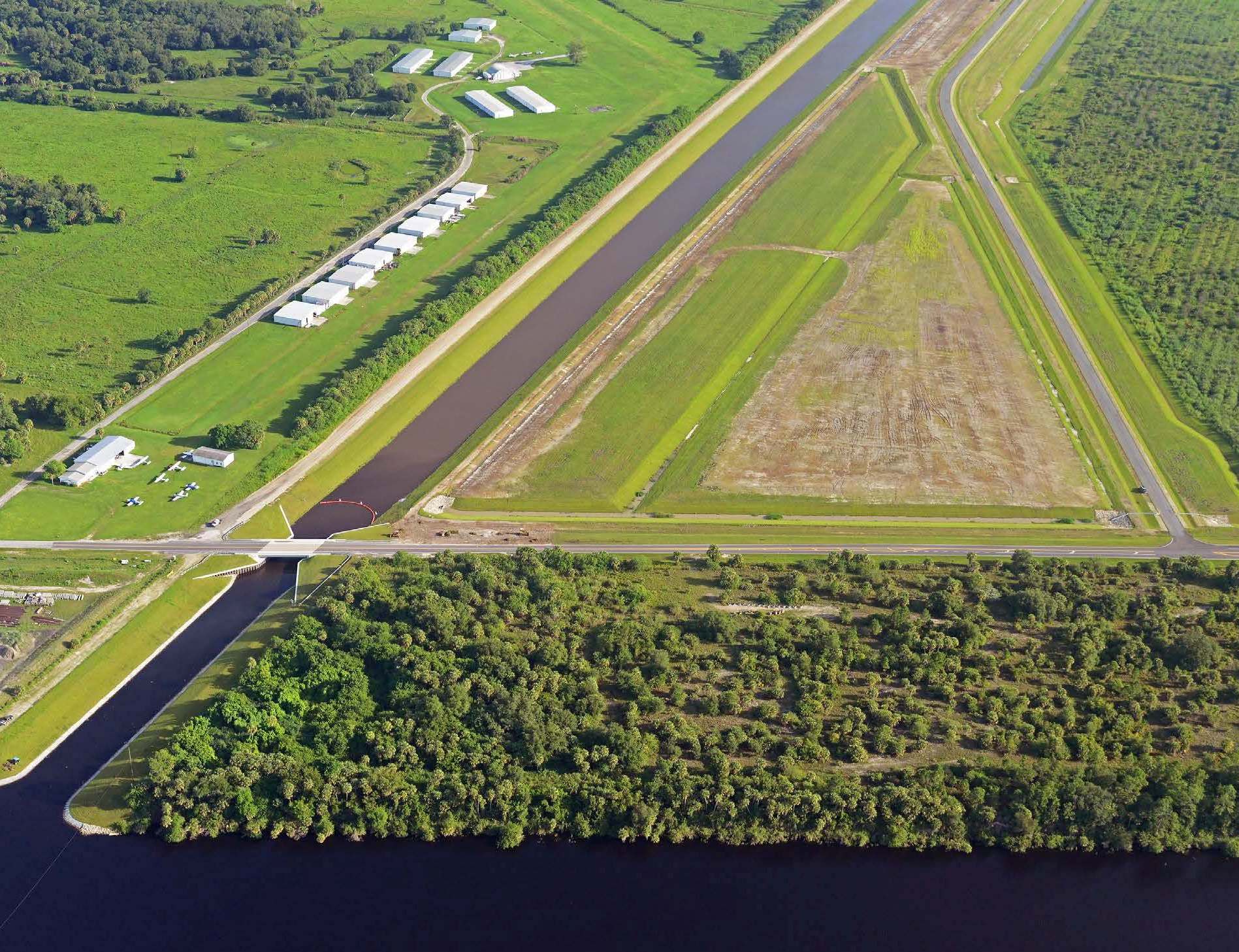 Completed Intake Canal and Citrus Boulevard bridge (July 2014), part of the C-44 Reservoir and Stormwater Treatment Area (STA) project