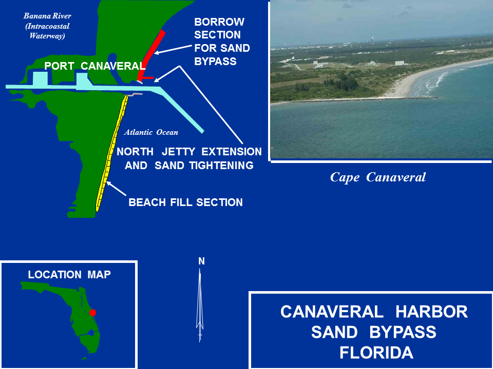 Canaveral Harbor Florida Sand Bypass map