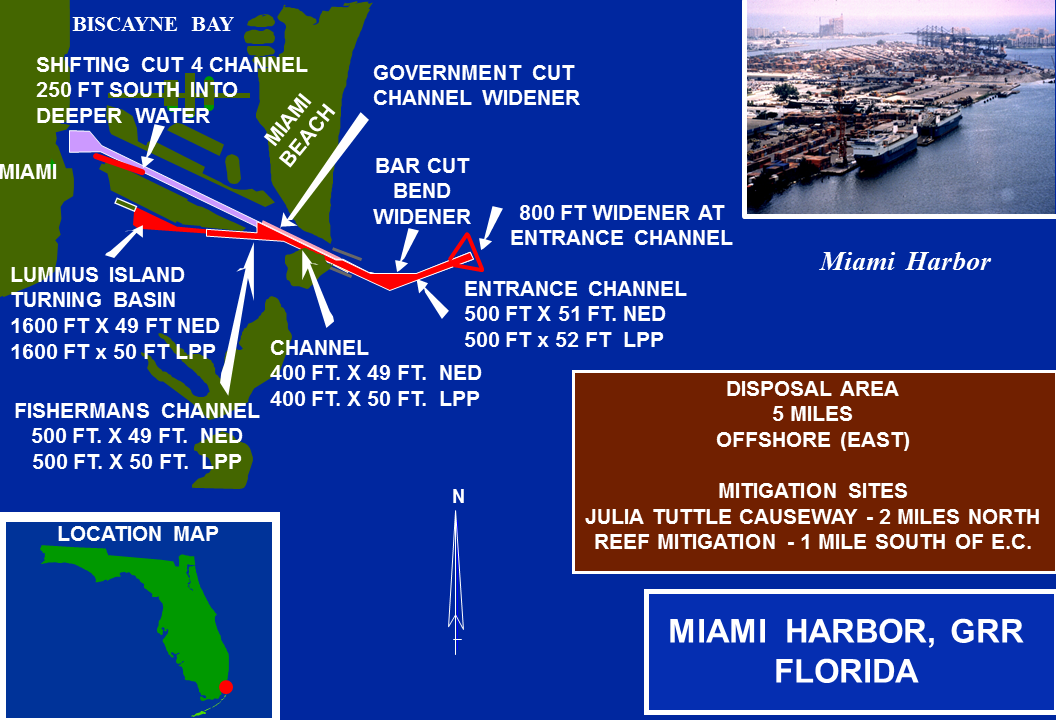 Miami Harbor Channel Deepening project map