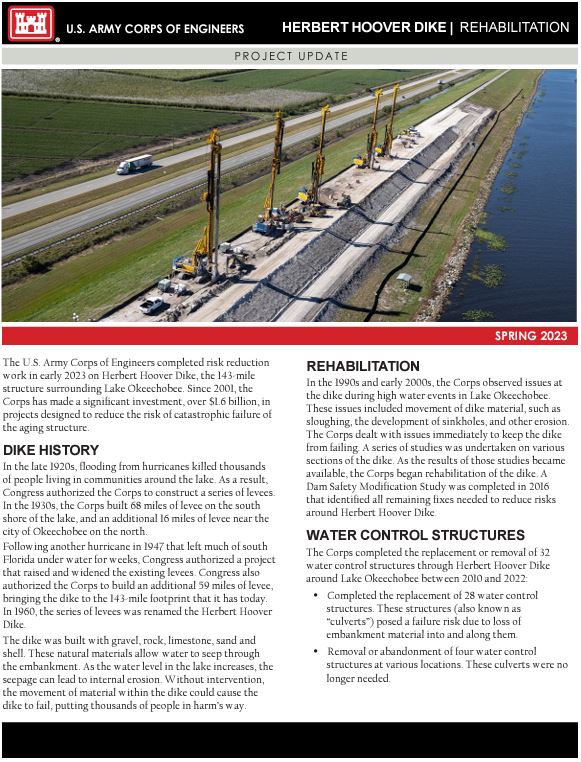 Herbert Hoover Dike Fact Sheet Spring 2023